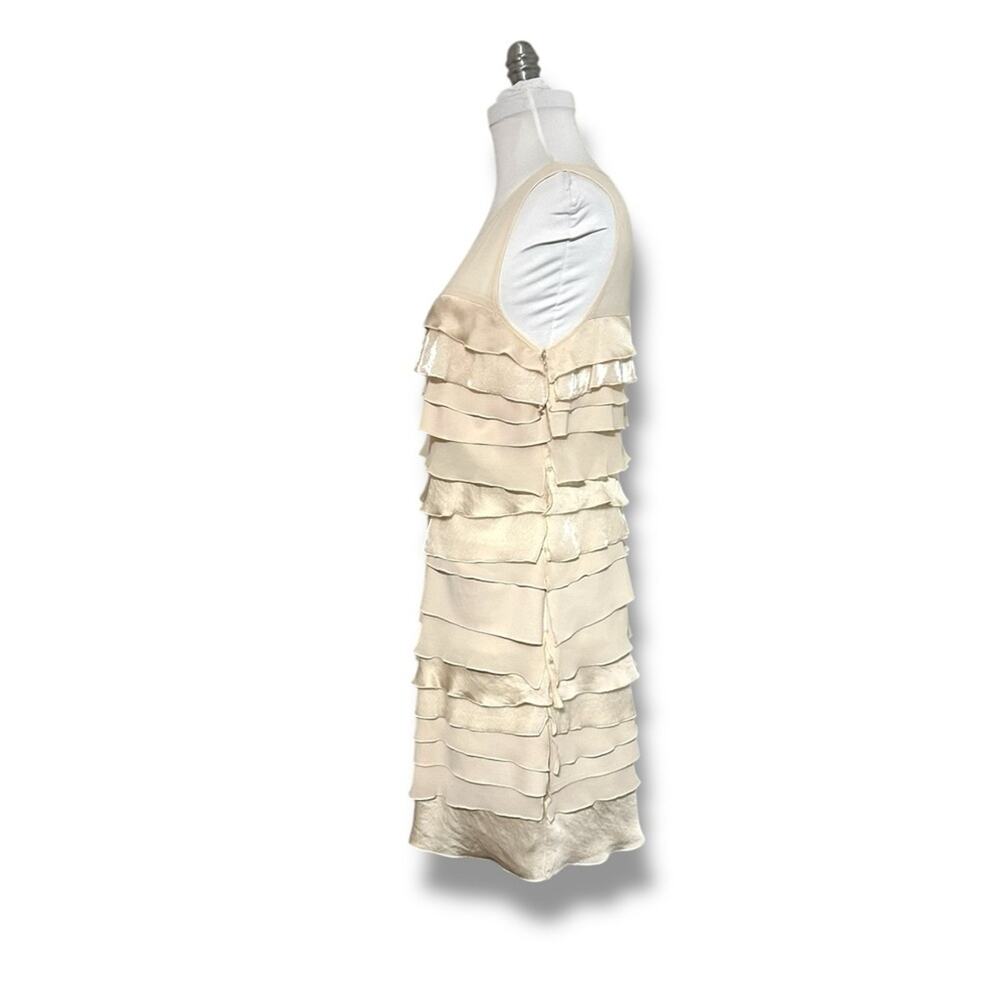 LOFT Cream Ruffled Tiered Sheath Dress - Picture 2 of 7
